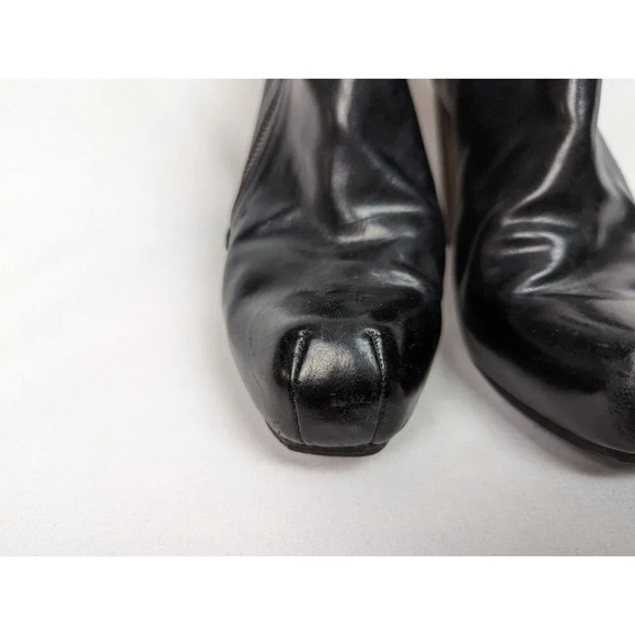 COCLICO LUCILLE BOOTIES sz. 38/7.5-8 Black Leather Wood Heel Ankle Boots Zip Up - Picture 5 of 16